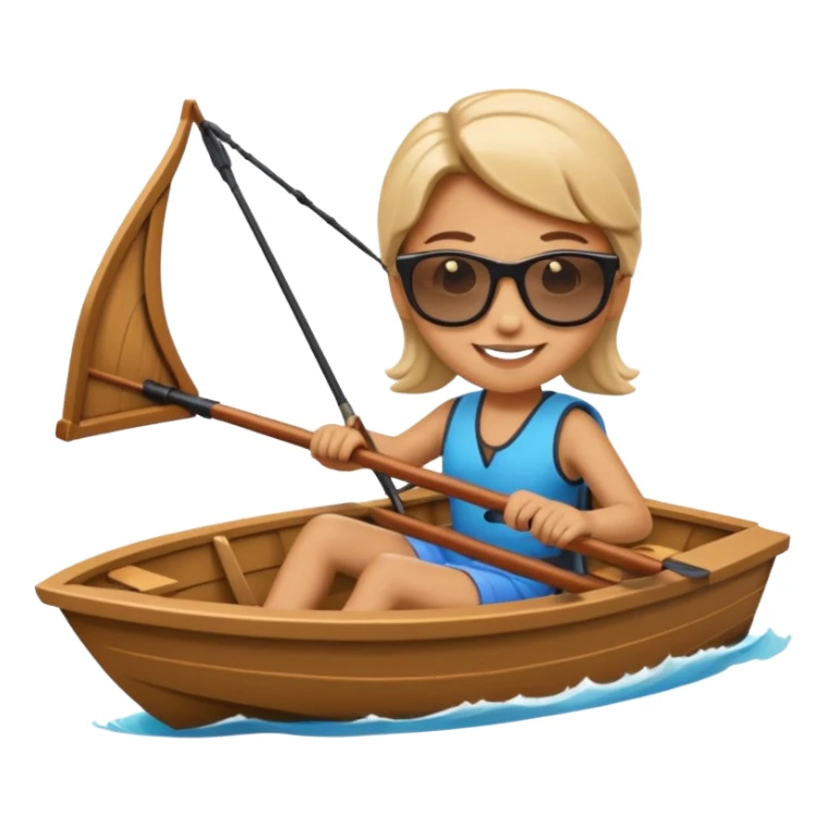 My emoji character driving a bow rider boat sticker
