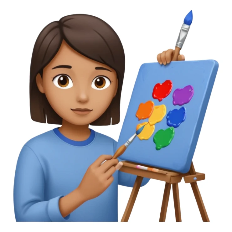 person quietly painting on canvas sticker