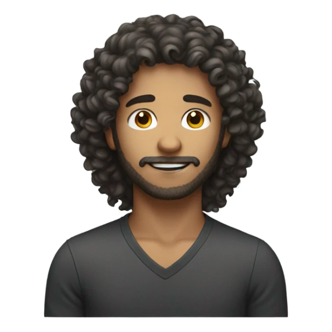 long hair curly head male sticker