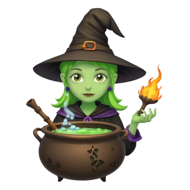 green witch cooking potion sticker