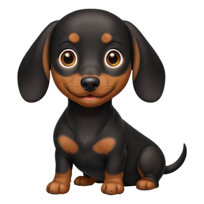 Black miniature Daschund looking happy sticker