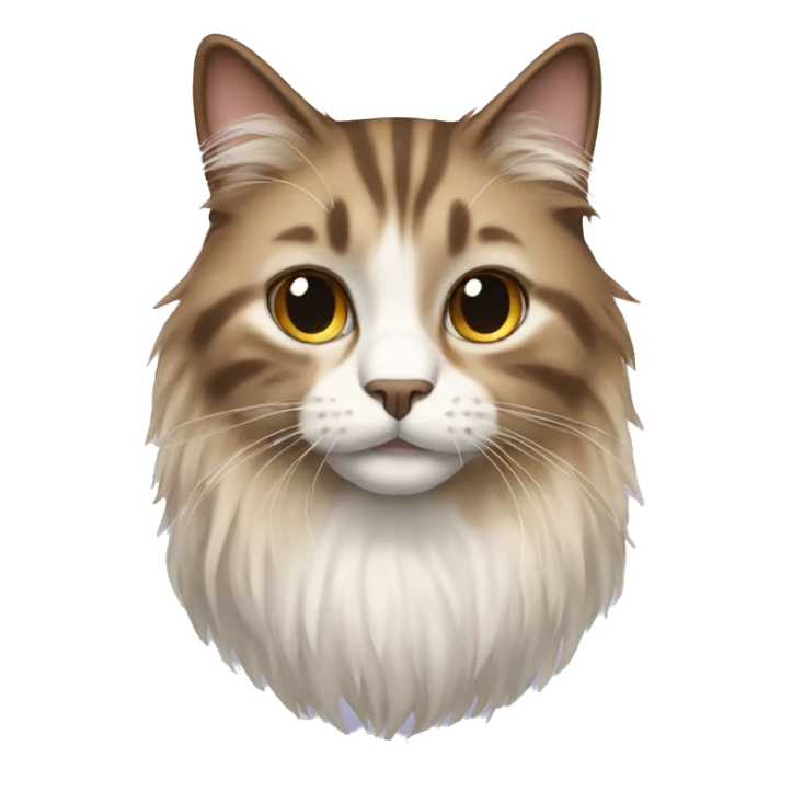 Cat with dark brown, blonde and white fluffy long hair sticker