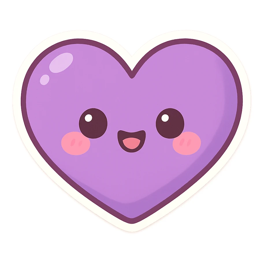 purple heart, chibi stickers style, cute, no text sticker