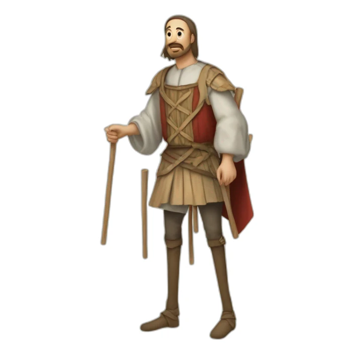 A person who walks on stilts, walking medeival fair sticker