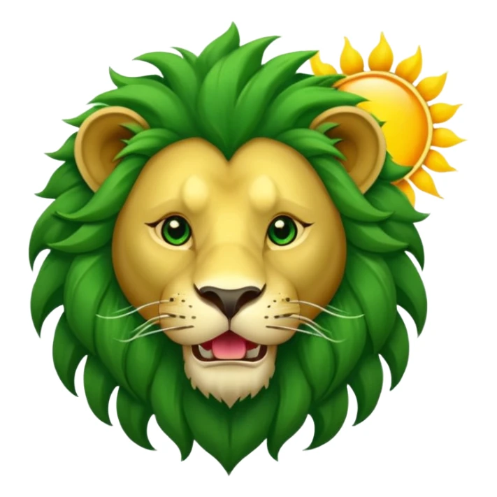 Majestic green lion with sun in his mouth sticker