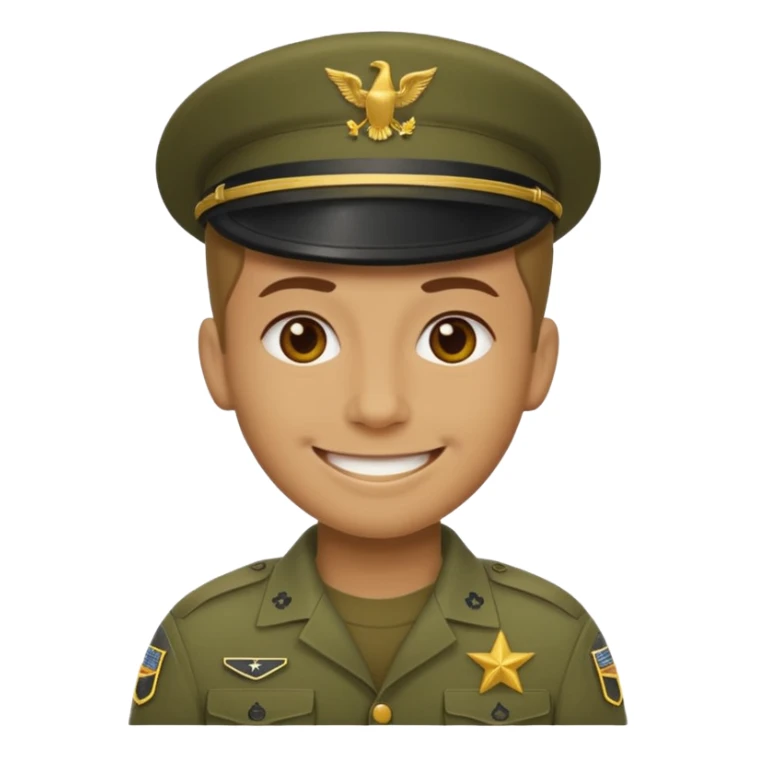 neutral emoji wearing the U.S. army AGSU sticker