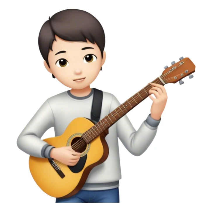 guitar player ,short hair boy ,16years，Chinese sticker
