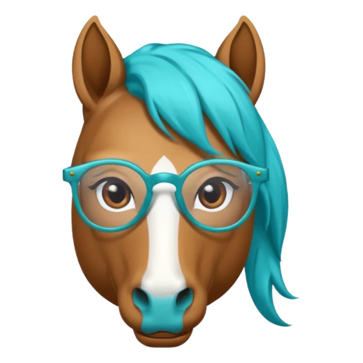 horse head with turquoise hair and glasses sticker