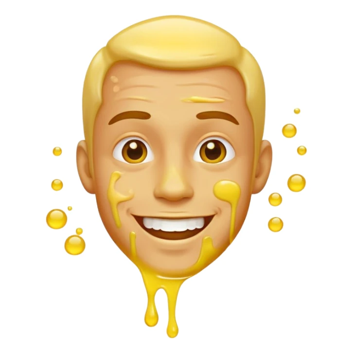 man with yellow liquid all over his mouth smiling sticker