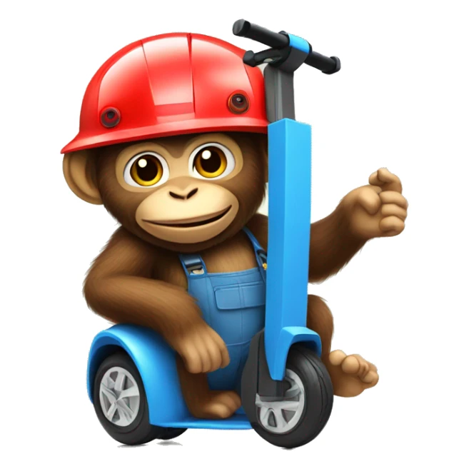 monkey with on segway red helmet and blue overalls sticker