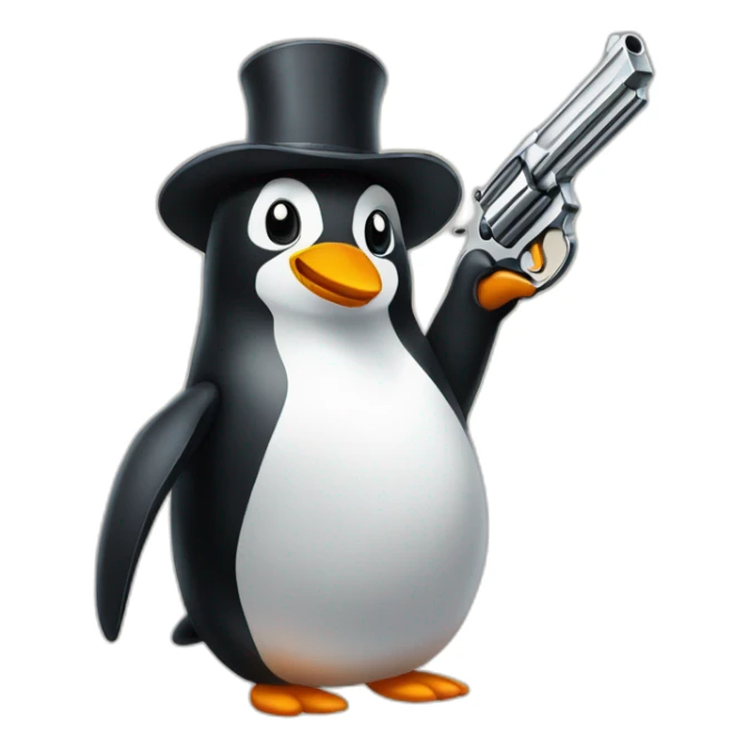 Pingüino con pistolas derritiendose sticker