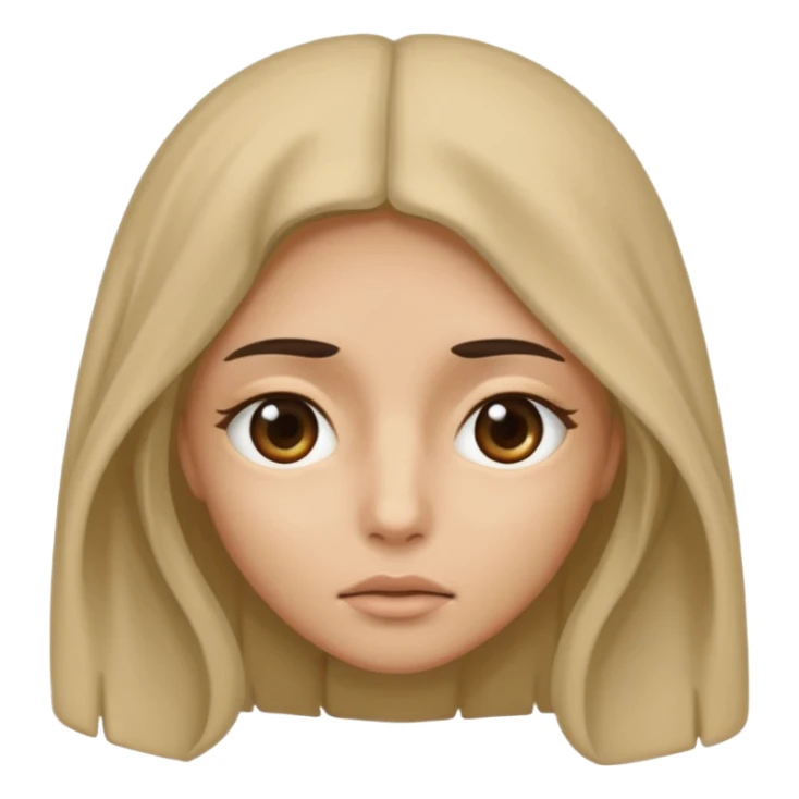 face with hair covering both eyes, neutral expression sticker