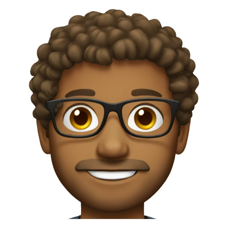 young father with glasses, brown curly hair, olive skin, native beard sticker