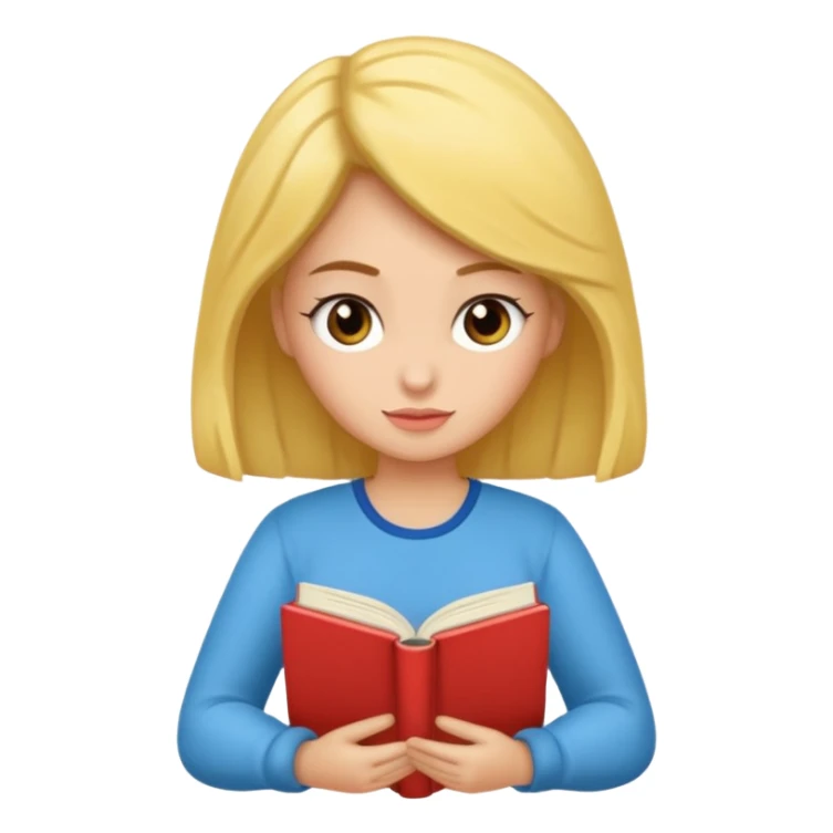 Una chica sentada en un puff leyendo un libro sticker