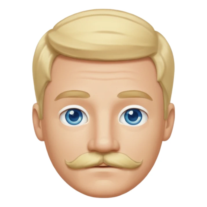 guy with blond hair, mustache, and blue eyes sticker