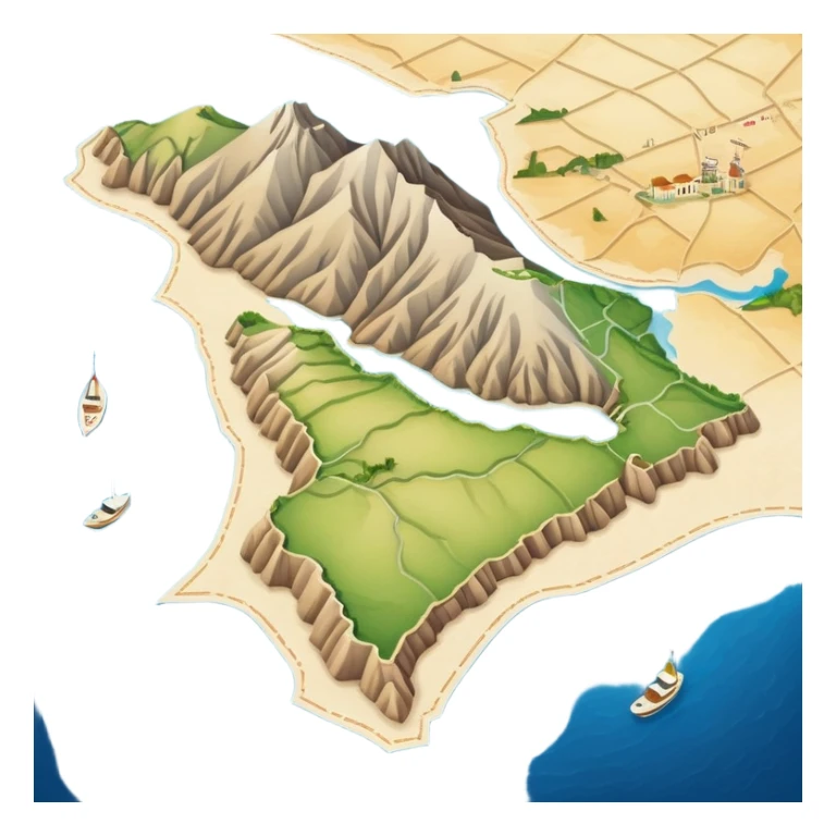 simple paper map of Sicily island, cartographic view, no buildings sticker