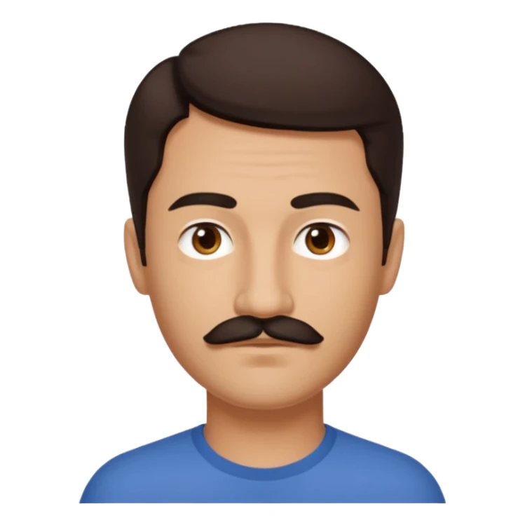 Marcus Patrick (b.1974) with dark brown hair and thin mustache sticker