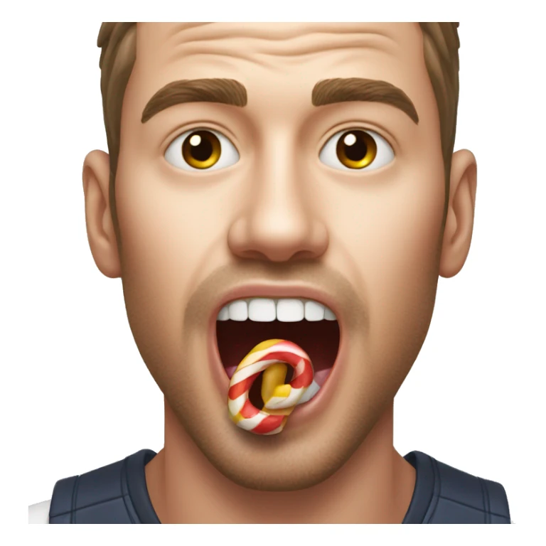man licking a candy with his tongue sticker