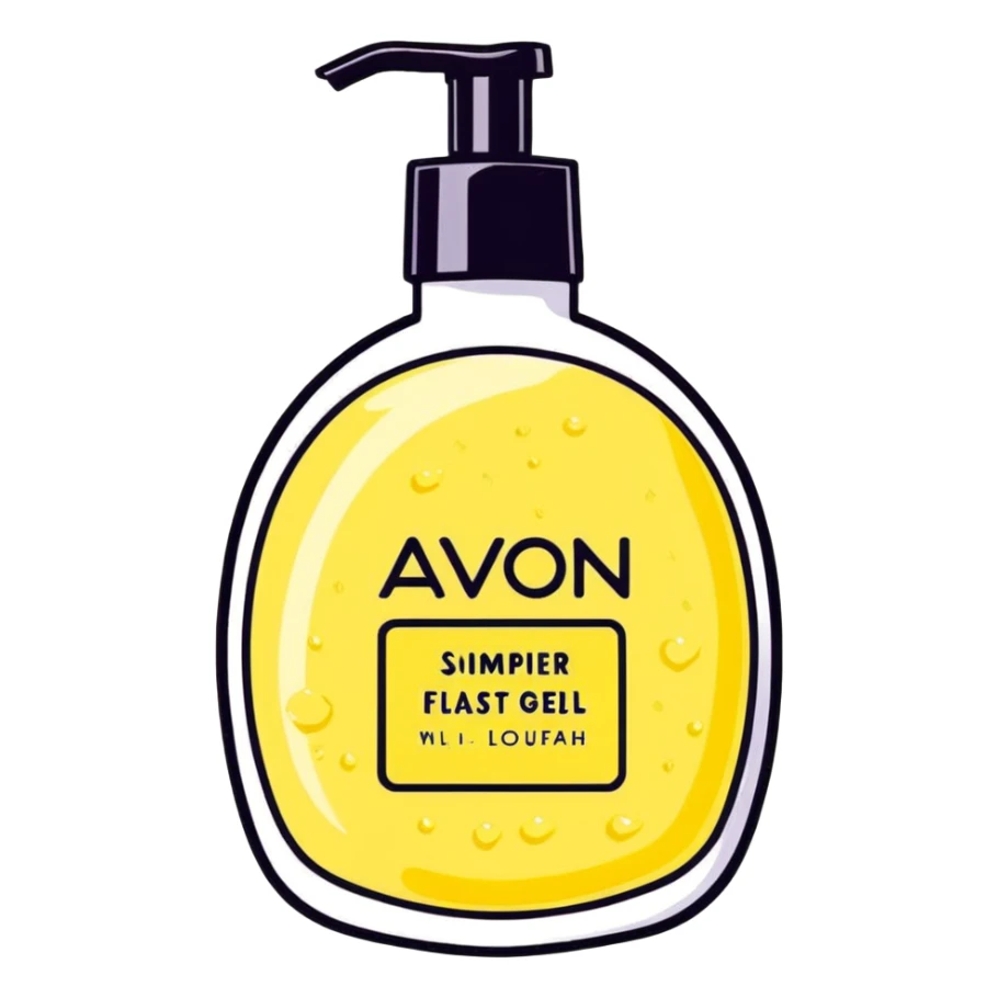AVON shower gel, body scrub, and loofah sticker