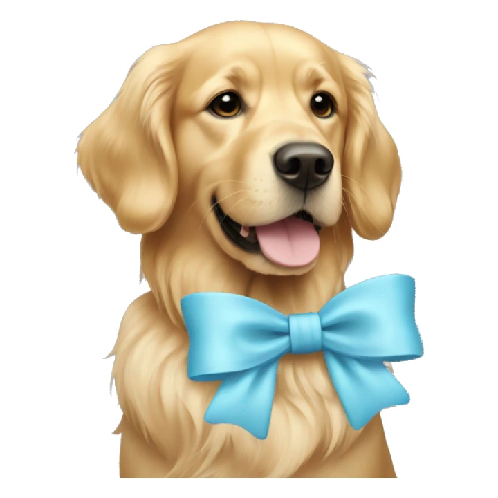 Golden Retriever with light blue feminine bow sticker