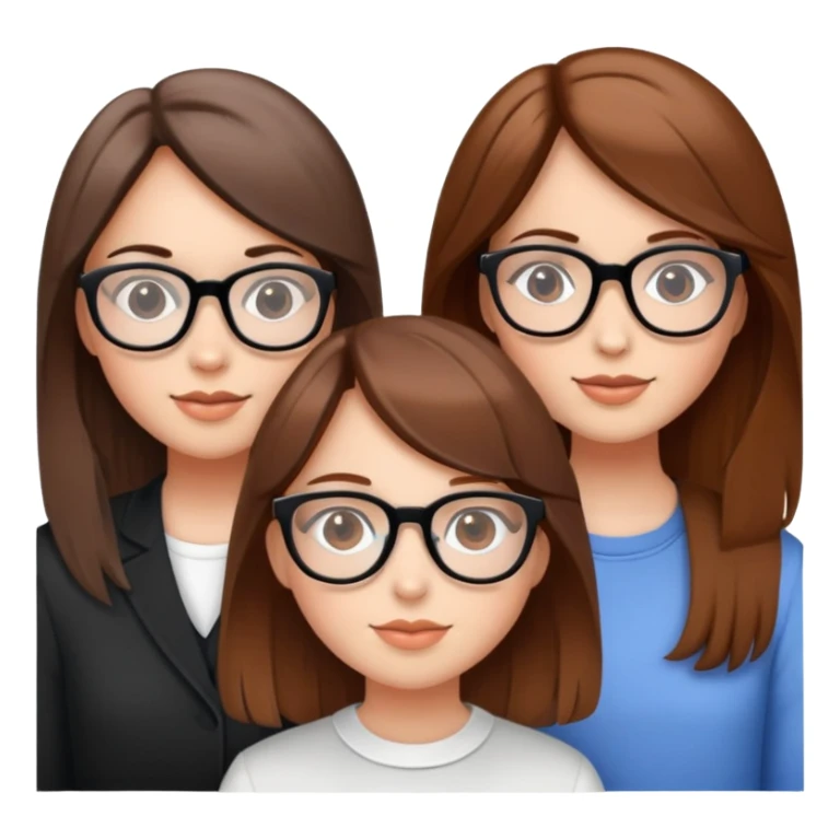 Three girl friends. Two with glasses. All three with brown hair  sticker
