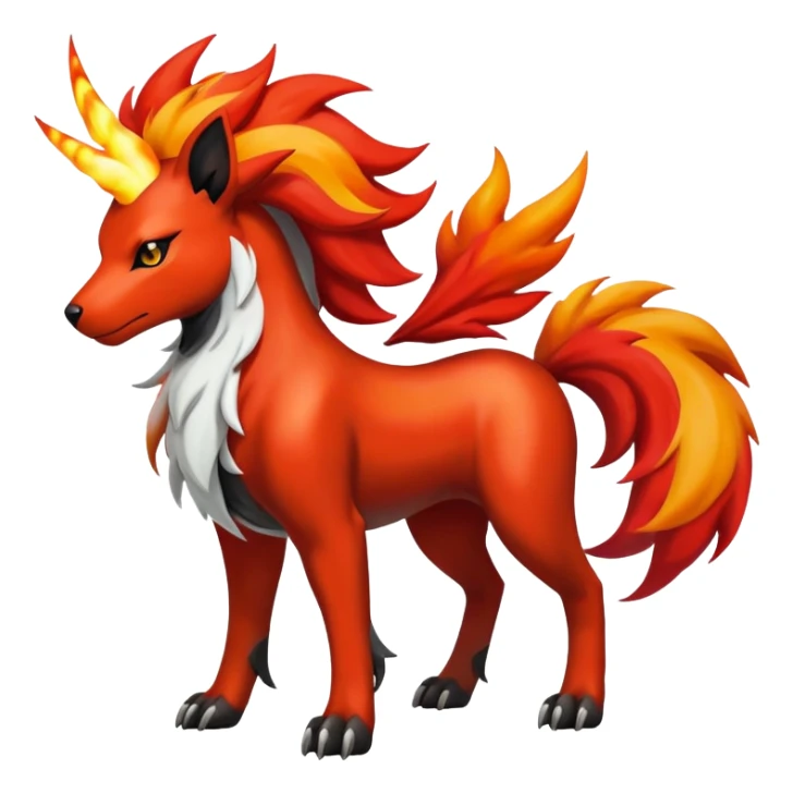 Shiny Exotic Gothic Rapidash-Houndoom-Arcanine-Pokémon-Fakémon-hybrid-creature sticker