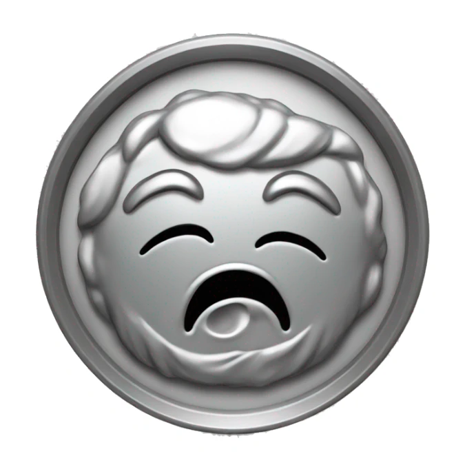 silver coin of poop emoji engraved sticker