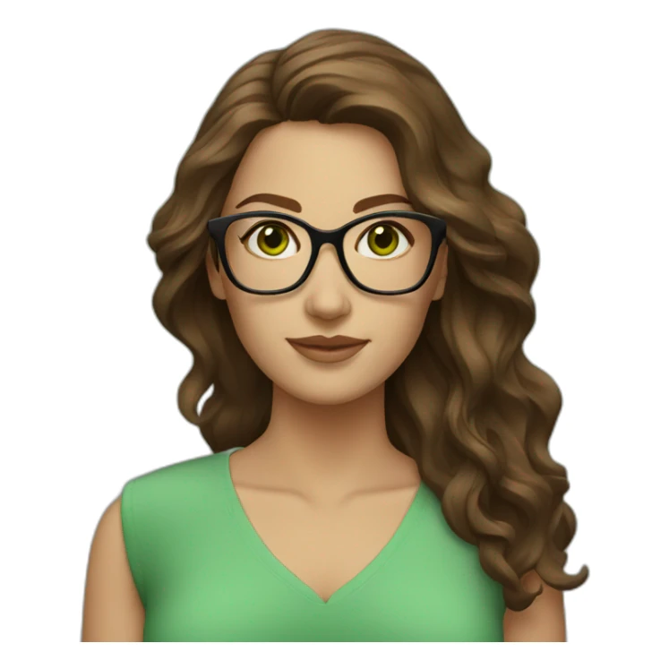 woman-with-wavy-brown-hair-square-glasses-green-eyes sticker