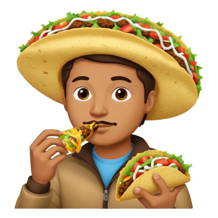 Man with no nose eating taco sticker
