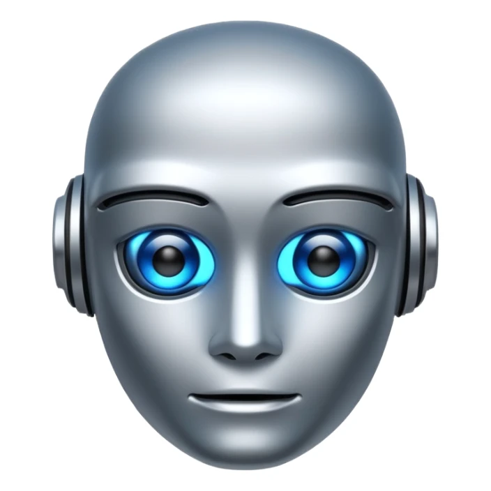 ai robot, detailed, metallic, glowing eyes sticker