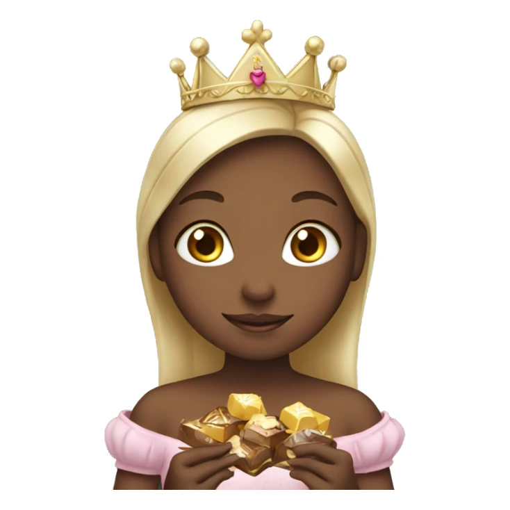 Girl with princess crown holding chocolates sticker