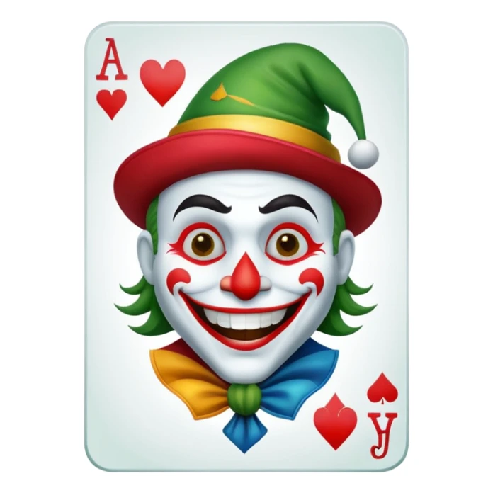 poker card with a funny jolly joker inside the card sticker