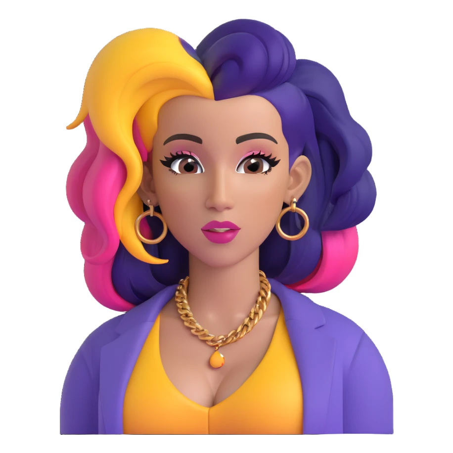 Cardi B with colorful hair sticker