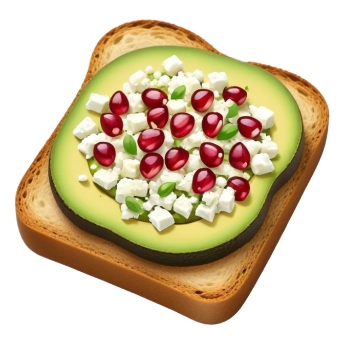 Avocado toast with pomegranate seeds and feta cheese sticker