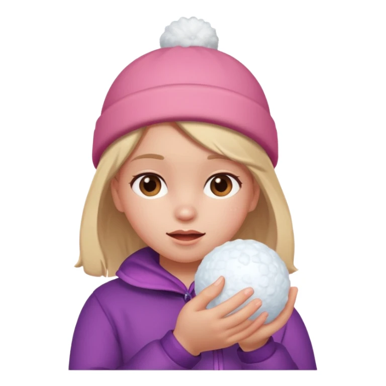 kid girl with sweated holding snowball sticker