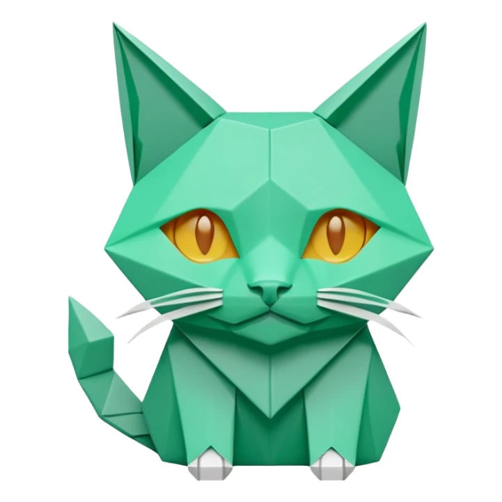origami cat in color green mint rgb(168, 251, 211) sticker