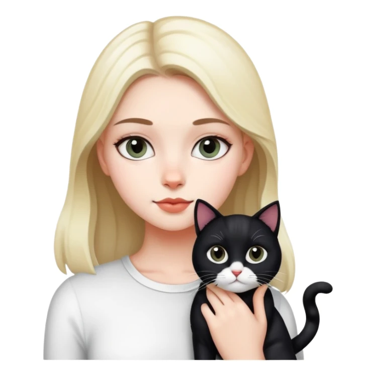 Girl and cat black and white sticker