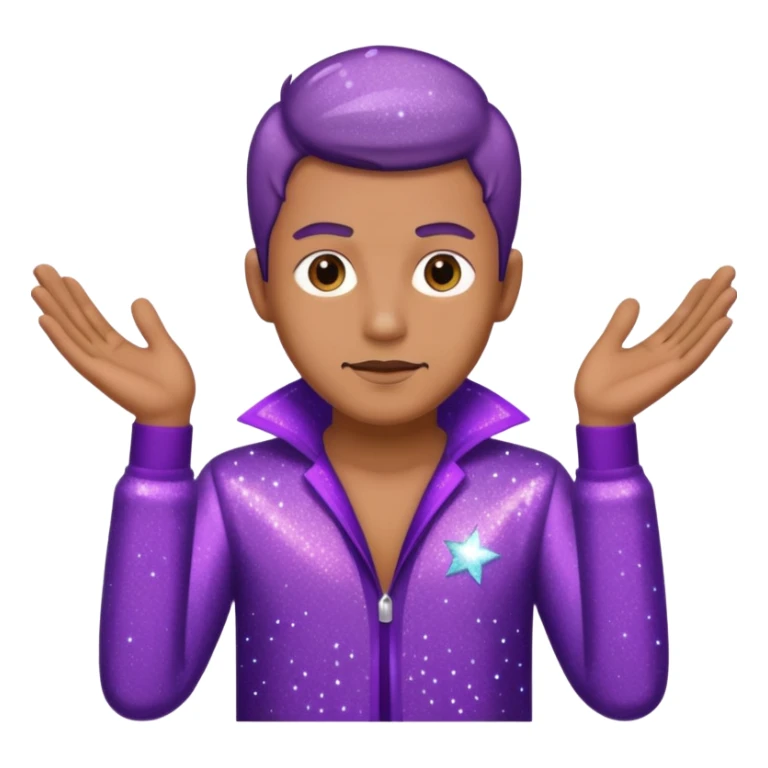 man supervisor wearing glitter purple glittery clothes sticker