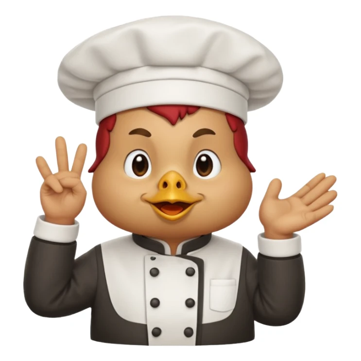 Una gallina con ropa de chef hacienso un gesto de decepcion sticker