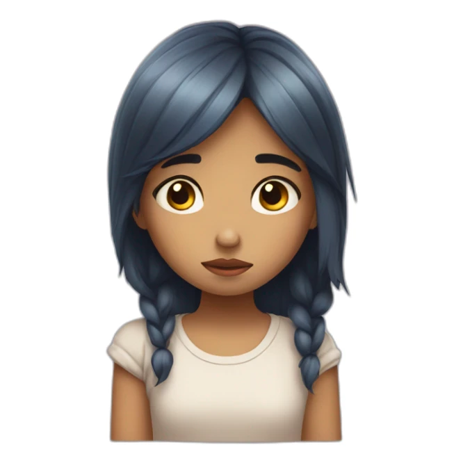 Little sad and shy girl sticker