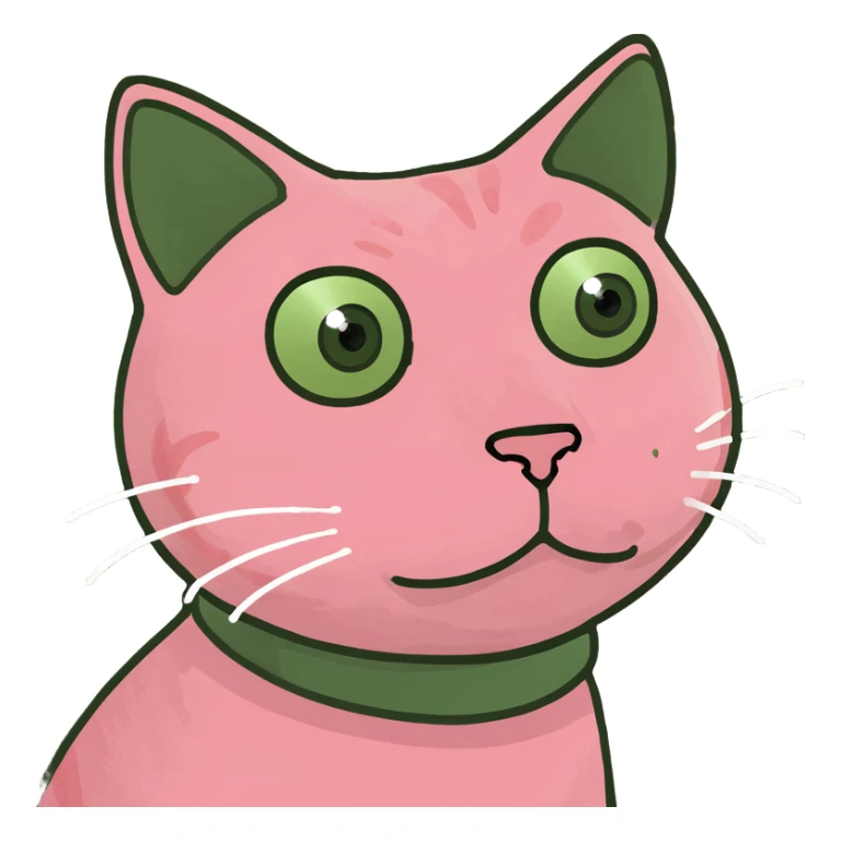 kawaii lady with pink cat sticker