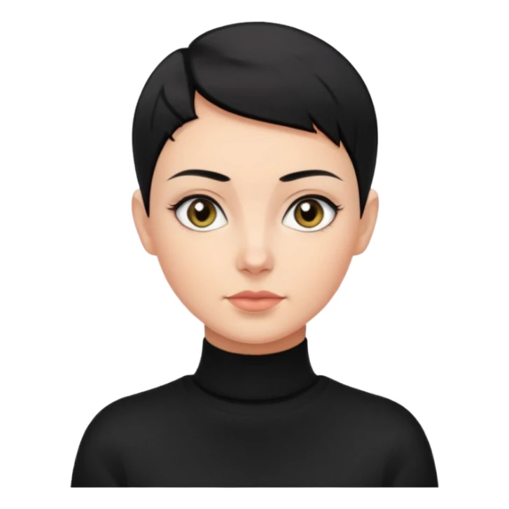 Lady with black sweater , buzz cut black hair and hazel eyes sticker
