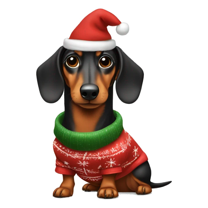 dachshund wearing chrismas clothes sticker