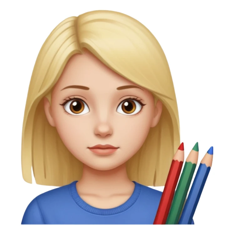 Girl coloring with pencils sticker