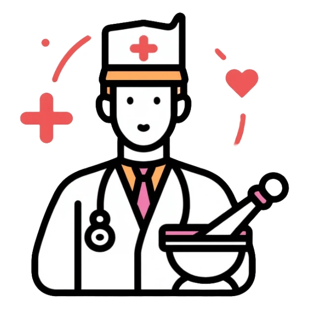 Pharmacist professional with mortar and pestle sticker