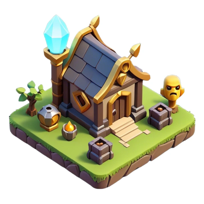 Clash of Clans aesthetic: Cinematic Playful 3D Isometric Scroll Emoji, rendered in a 3D vector-style similar to standard emojis with minimal shading and bold, simplified shapes. A compact, distinct form with signature details, softly glowing with a fantasy RPG magic charm. Simplified yet unmistakably iconic, highly detailed and consistent, glowing with a soft radiance and high shine. Stylized with a touch of heroic grandeur and a soft glowing outline, capturing the essence of a beloved gaming relic with a friendly, playful manner! sticker
