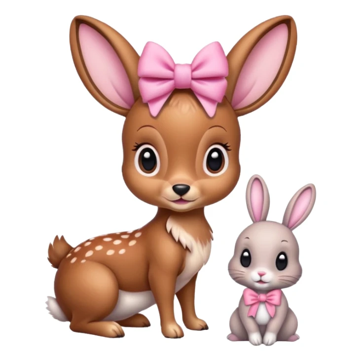Bambi with pink bow with bunny sticker