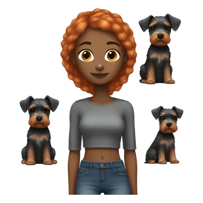 Black girl with ginger hair with mini schnauzer  sticker