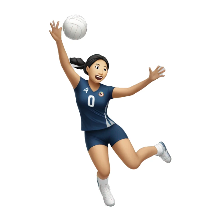 asian female volleyball player jumping spike sticker