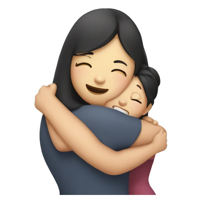 asian girl hugging fat girl sticker